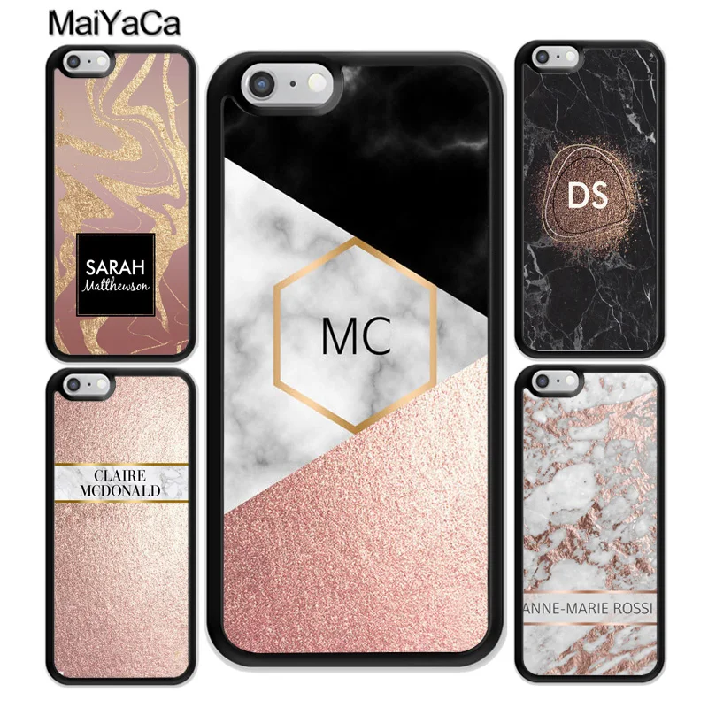 

MaiYaCa PERSONALISED ROSE GOLD BLING CUSTOM INITIALS NAME Soft TPU Phone Cases For iPhone 6S 7 Plus 8 X XR XS MAX SE Cover Shell