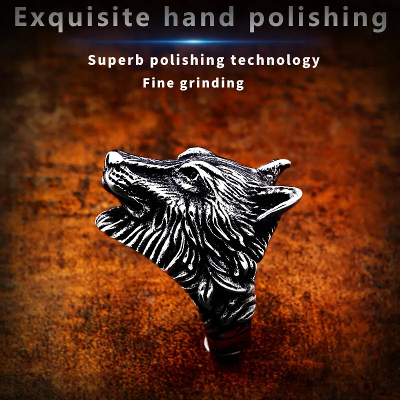 Beier 316L Stainless Steel nose viking Amulet wolf head Man ring Odin 's Symbol for scandinavian wholesale fashion jewelry LR649