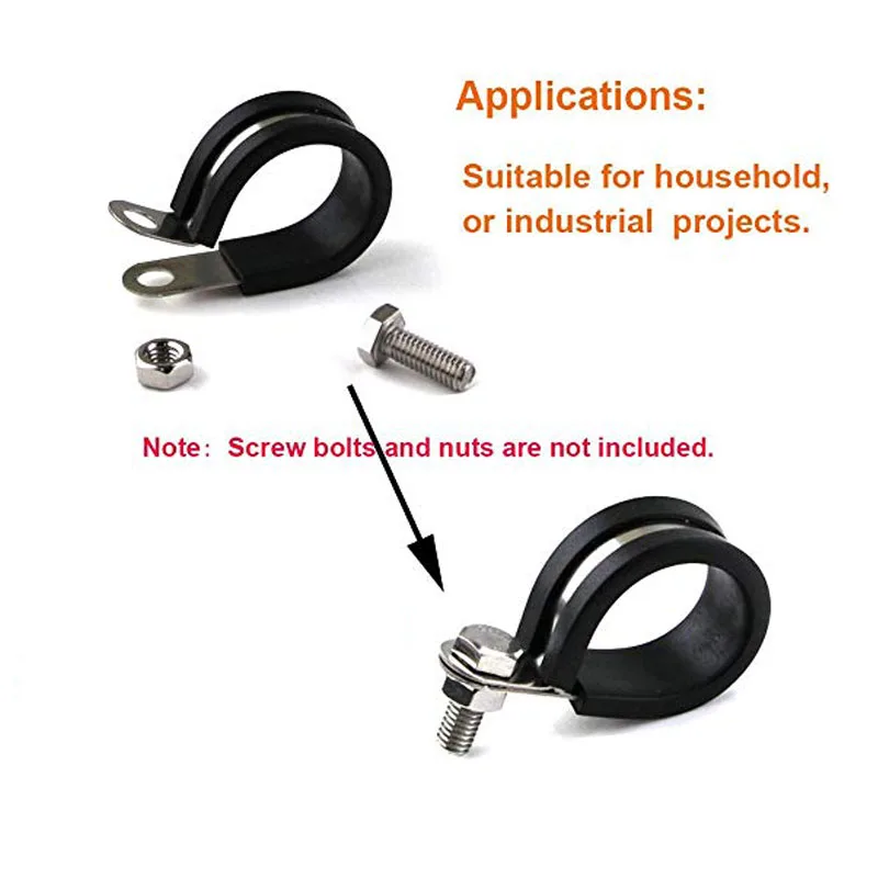 20 Pcs Rubber Cushioned Insulated Stainless Steel Cable Wire Clamp Holder No Tax for sale online 