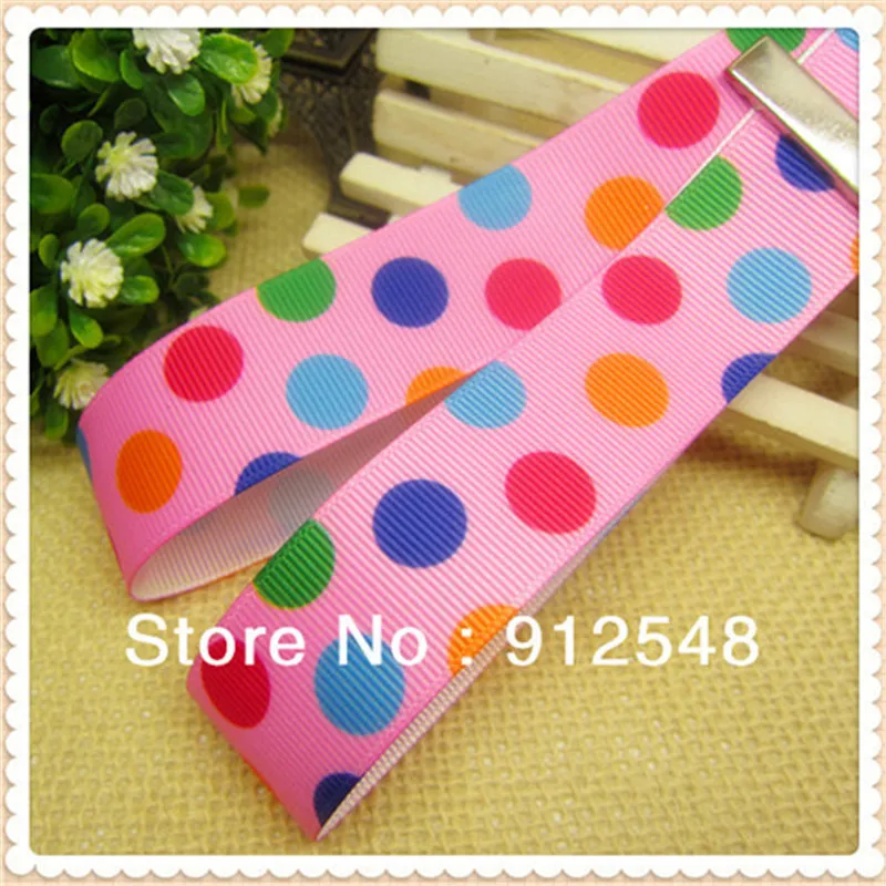 1" (25mm) 2013 color dot printed grosgrain ribbon Gift wrap ribbon 10 style mix 102327