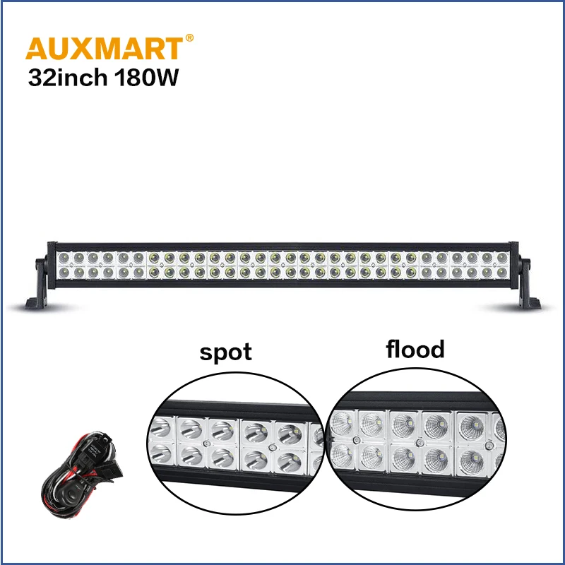 

Auxmart straight 32 " 180w Led work Light Bar flood spot combo beam Offroad led bar Truck trailer 4x44WD ATV SUV driving lamp12V