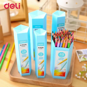 

2018 Deli 12/18/24/36/48 colors Pencil sets for School supplies Stationery Painting Drawing Colored Pencils apices de colores