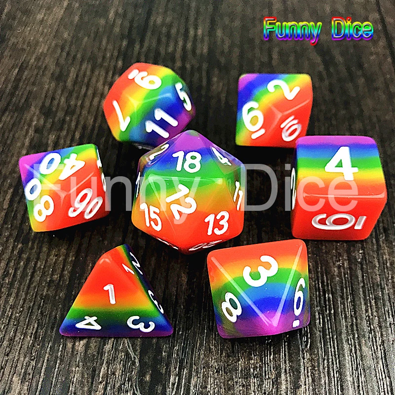 

7pcs/set Rainbow dice d4 d6 d8 d10 d12 d20 DUNGEON and DRAGONS rpg for board games