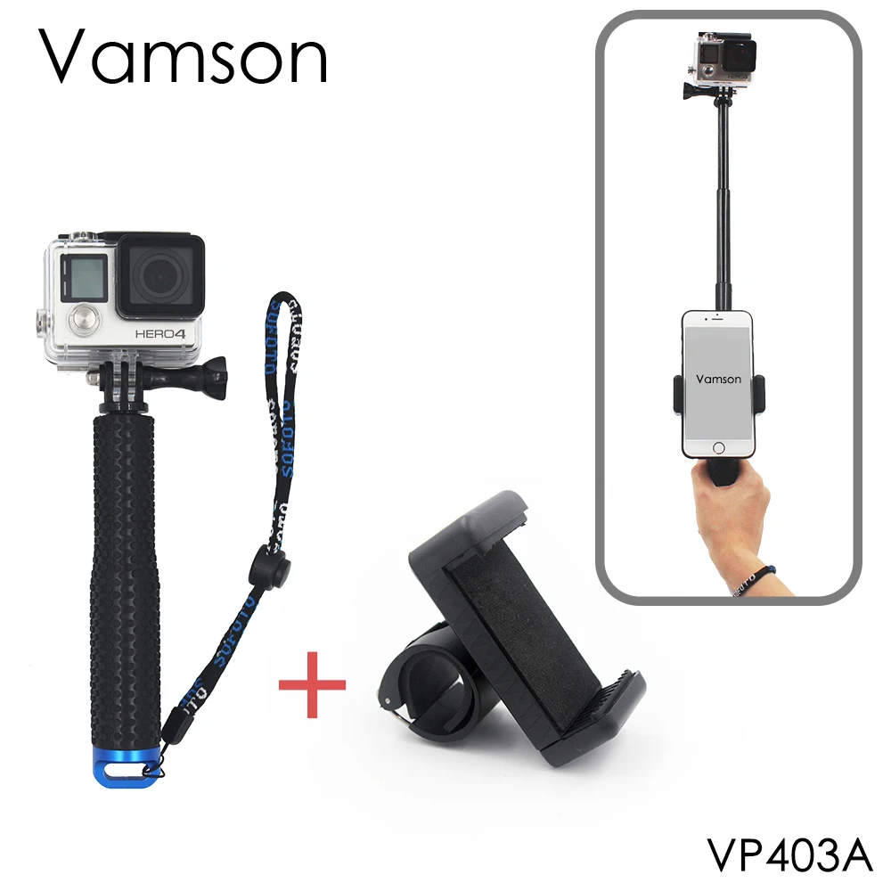 Vamson ручной селфи для GoPro hero 7 6 5 алюминиевый монопод Штатив Легкий для Gopro аксессуары для Xiaomi YI SJ4000 VP403 - Цвет: VP403A