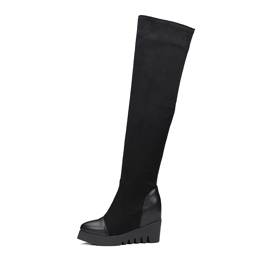 DoraTasia/новые удобные осенне-зимние женские сапоги, женские сапоги выше колена на высоком каблуке, женская обувь