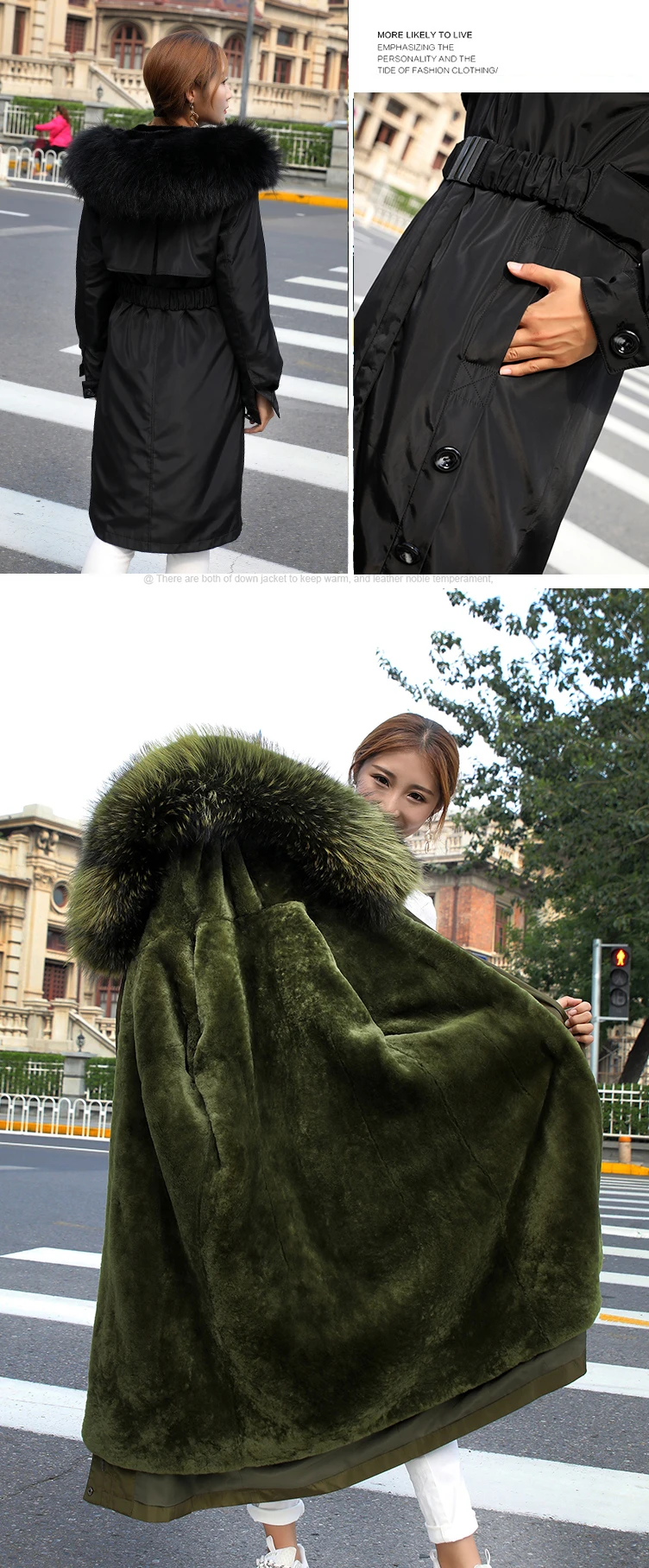 Высококачественное натуральное пальто из овчины, зимняя женская теплая шуба из натурального Лисьего меха Parker, женская утепленная верхняя одежда