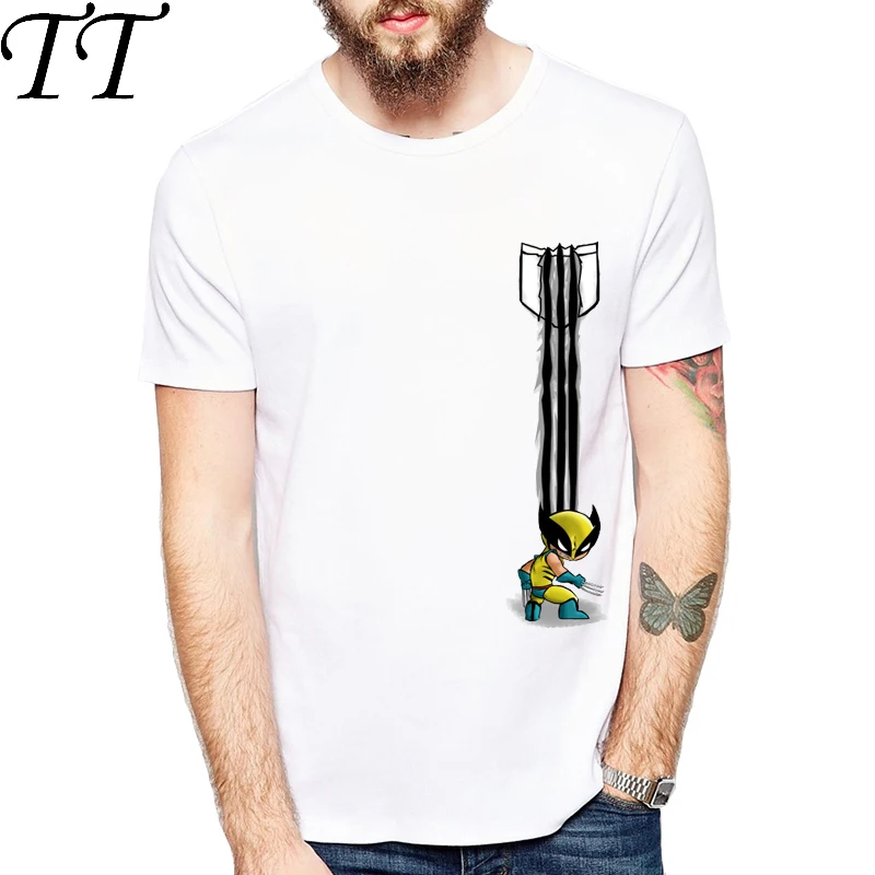 

2019 Super Cool pocket design Clothing Wolverines T Shirt Men Boy casual T-Shirt Cartoon Figure Tshirt