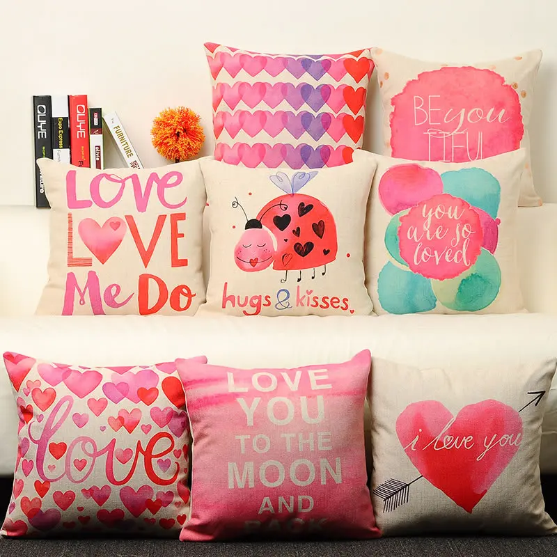 Small fresh love pink font b pillow b font 53x53cm sofa cushion simple modern creative font