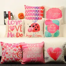 Small fresh love pink pillow 53x53cm sofa cushion simple modern creative pillow cute soft fitted with floral patterns