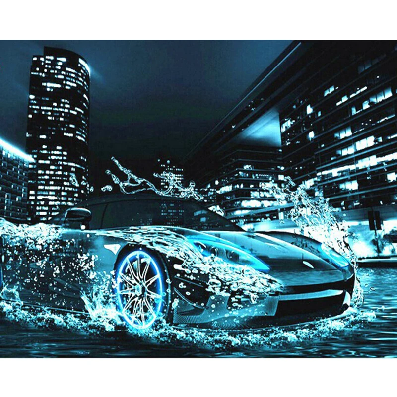 

Painting By Numbers DIY Dropshipping 40x50 60x75cm Aqua blue Ferrari Still life Canvas Wedding Decoration Art picture Gift
