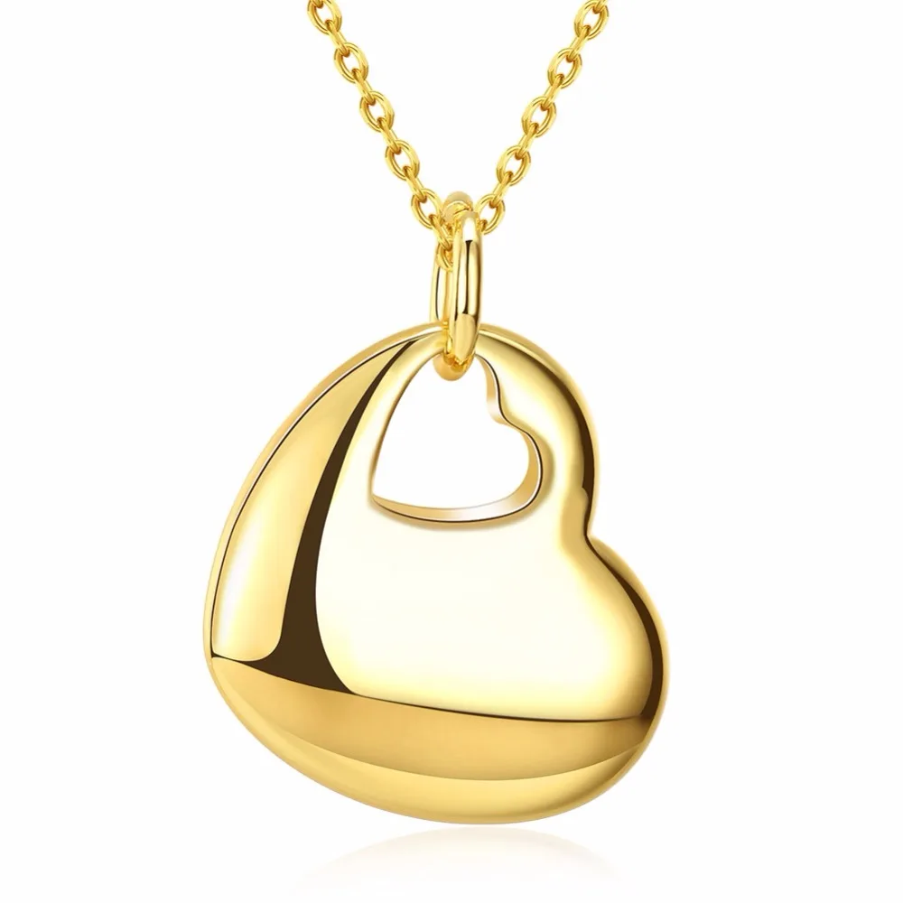 

Golden big thick heart style pendent Necklace men Women gilrs boy jewelry classic wearing n042 gift boxes pouches free shipping