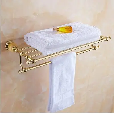 Набор аксессуаров для ванной из латуни и нефрита, Золотой крючок для халата, держатель для бумаги, вешалка для полотенец, мыльница, вешалка для полотенец, набор аксессуаров для ванной комнаты - Цвет: towel rack