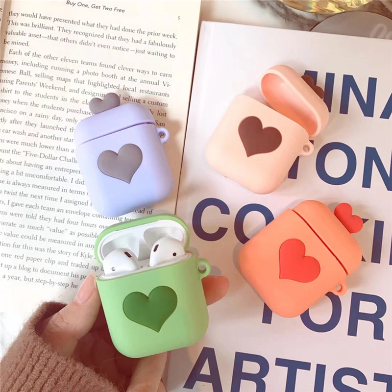 Чехол Love Heart для AirPods чехол беспроводных Bluetooth наушников модные корейские