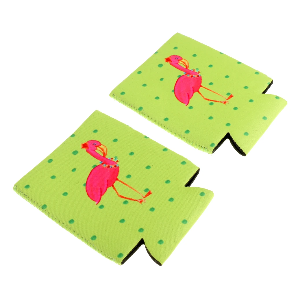 1 Pair Flamingo Stubby Beer Bottle Tin Can Cooler Sleeve Wedding Party Favor