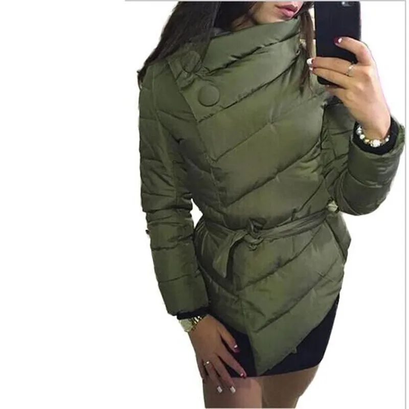 2016 winter jacket women Down Jacket   coat irrgeular high collar with belt parkas for women winter colors warm outerwear coats
