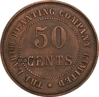 

British North Borneo 50c The Labuk Planting Company Limited 50 Cents Red Copper Metal Copy Coins
