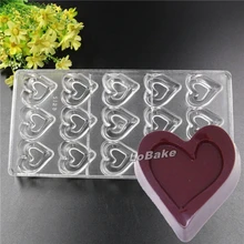 15 полостей сердца в форме сердца PE прозрачные пластиковые Шоколад Форма для DIY шоколад для выпечки pasticceria bakvormen инструменты