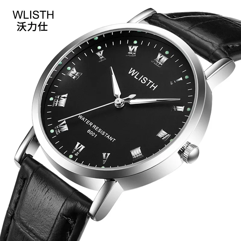 

Top Brand Men's Watch Simple Ultra-thin Belt Korean Version of Luminous Leisure Waterproof Student Quartz Watch