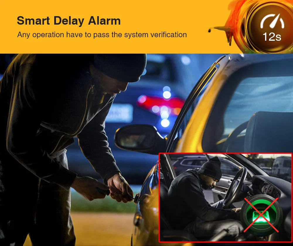 VicTsing Universal One-Way Car Fingerprint Identification Start-up and Anti-theft System Security Alarm System 12V Burglar Alarm (2)