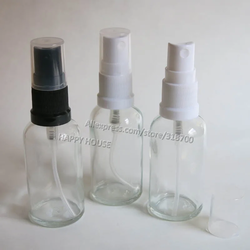 

360 x 30ml Clear Boston Round Glass Essential Oil Bottle With Sprayer, 30cc Transparent Mist Sprayer Bottle