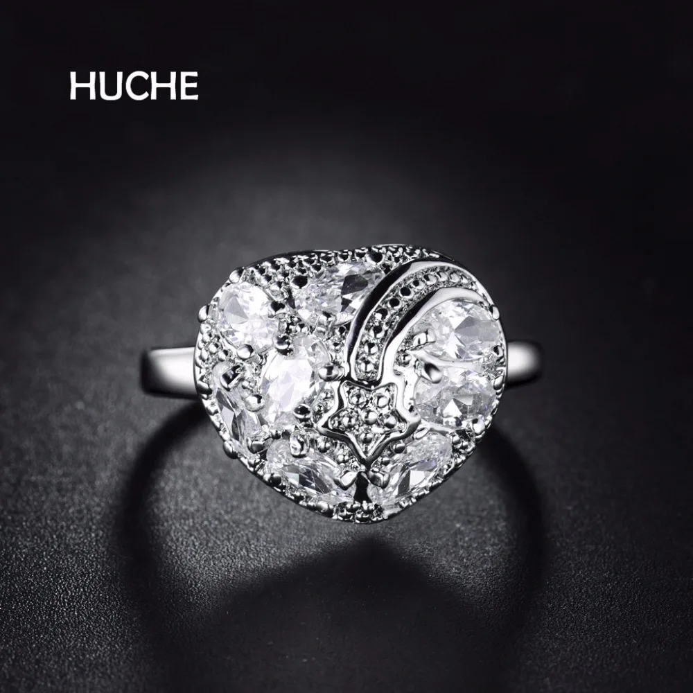 Huche сердце Форма кольцо для Для Женщин Проложить AAA кубический циркон и