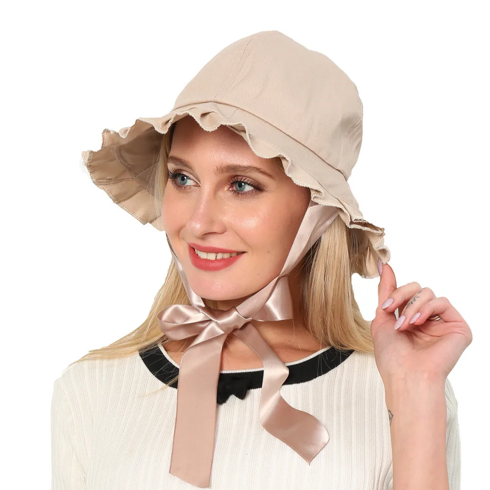 2019 Woman summer sunscreen pretty beach hat bow tie basin sexy beach hat cotton foldable seaside sportsbeach hat girl 40J5 (7)