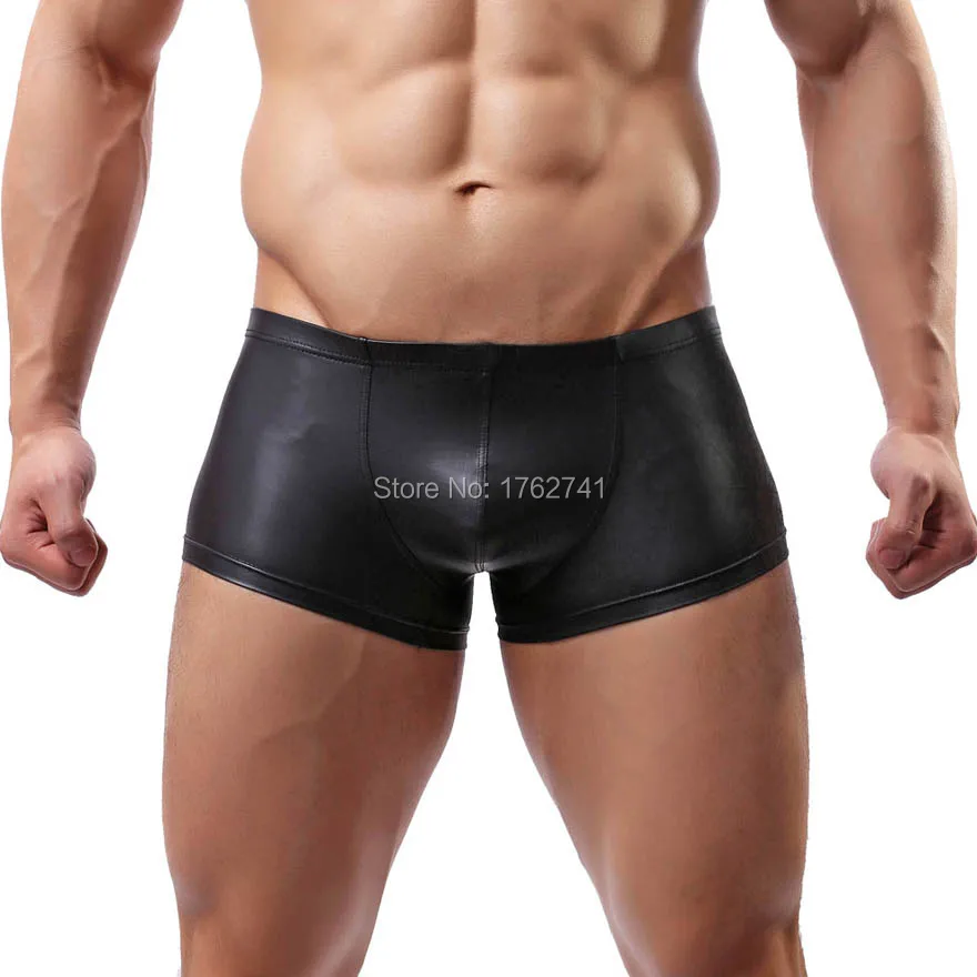 Сексуальные мужские шорты из искусственной кожи мужские модные шорты-боксеры для мужчин трусы брендовые обтягивающие боксеры для мальчиков