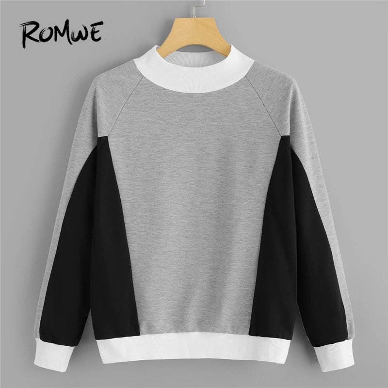 Aliexpress.com : Buy ROMWE Grey Colorblock Round Neck