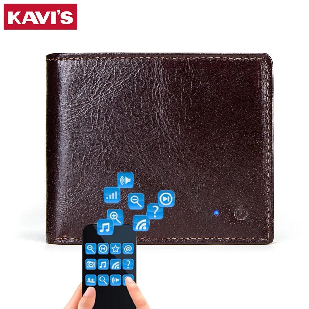 

KAVIS NEW BRAND SMART Men Wallet RFID High Quality Genuine Leather Anti Lost Intelligent Bluetooth Wallets Suit for IOS, Android
