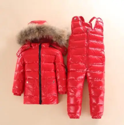 

Children's Clothing Winter Jacket For Girls Boys White Duck Down Jacket+Pants Suit Solid Thick outerwear & coats Waterproof