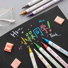 10 цветов, Двойные наконечники, металлические перламутровые цветные кисти, карандашные ручки, маркер, металл для черной бумаги, рисование, школьные товары для рукоделия, живопись