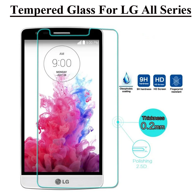 

2.5D 9H Premium Tempered Glass For LG G2 G3 G4 G3S G4 Mini G5 G Flex2 L70 L90 Pro 2 Leon H340 Spirit H422 Screen Protector Film