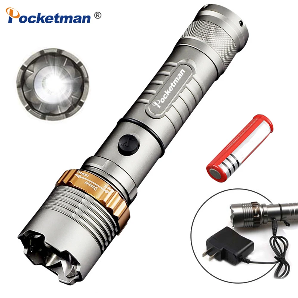 Pocketman® 8000lm T6LED Flashlight Torch Rechargeable Lantern Hunting FlashLight