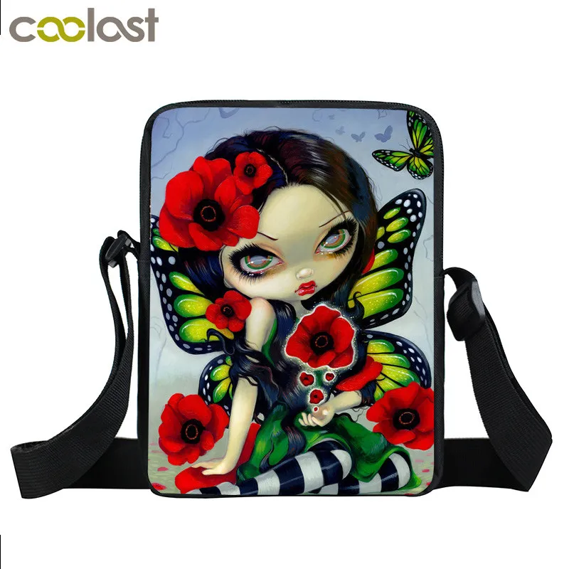 Мультяшная Готическая мини-сумка-мессенджер для девушек, женские сумки для девочек, дорожные сумки для детей, школьные сумки в стиле панк, женская сумка через плечо, лучший подарок - Цвет: xkb gete08