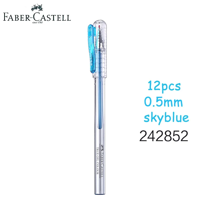 12 шт гелевая ручка Faber Castell True Gel 0,5 мм с Twinball для супер гладкого письма, предотвращает утечку чернил - Цвет: 6 pcs sky blue