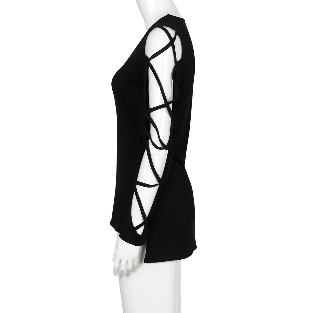 Moda Casual Negro 2018 Primavera Blusa Asimétrica Tops Otoño Capucha Camisas Con Larga Dobladillo Club Mujer Manga Grande Hueco Sexy Talla dr44qxYw