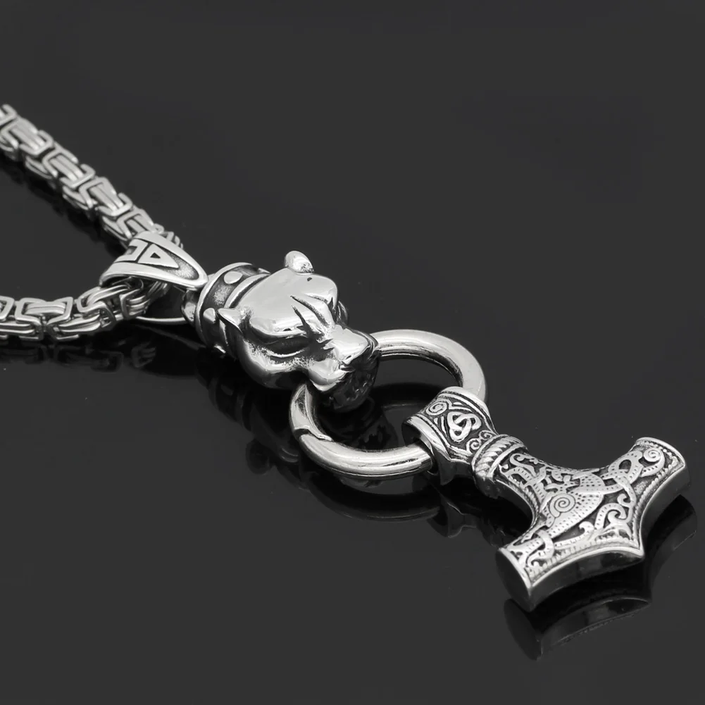 Мужская голова Волка odin из нержавеющей стали с молотком thor MJOLNIR амулет узелком