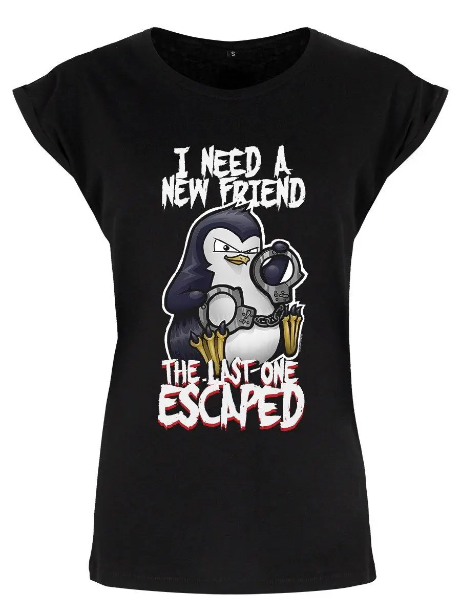 Psycho Penguin I Need A New Friend женская черная футболка премиум класса с рисунком мужская