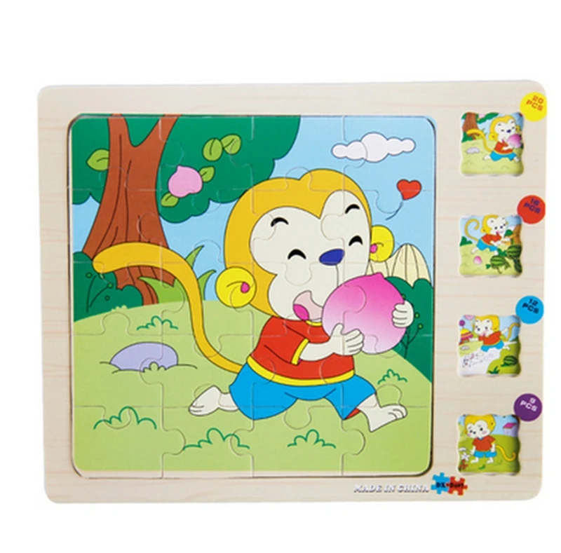 Multilayer Story Puzzle Wooden Baby Cognition Puzzles Montessori Wood Animal Puzzle For Children Jigsaw Education Toy Kid Puzzle - Color: ZMP091-2