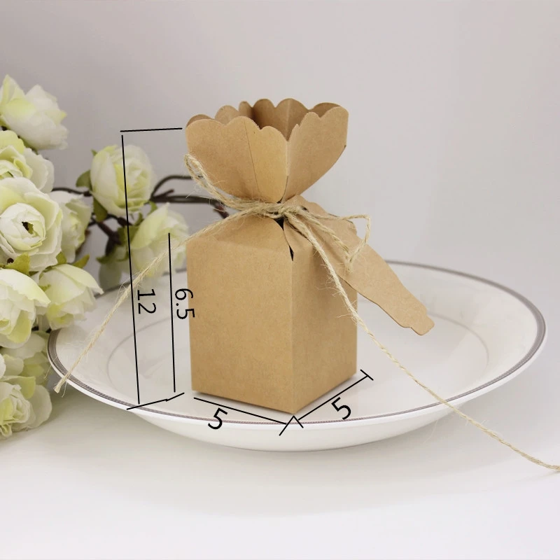 LBSISI Life 50 шт. подарочные коробки для конфет из крафт-бумаги, Подарочная коробка DIY, винтажная упаковка с цветком шоколада, вечерние, свадебные украшения, сувениры