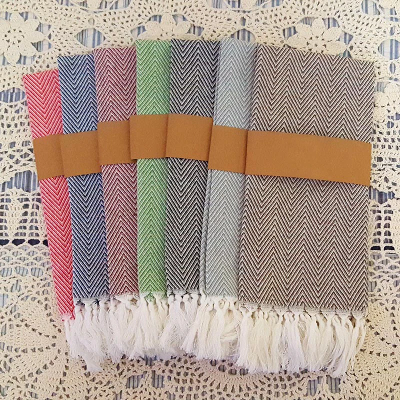 Buy Cotton Yarn Dyed Dish Towel With Hand made Tassel