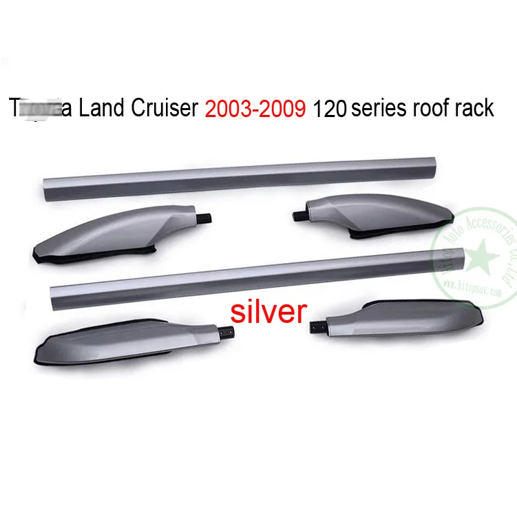 Рейка на крышу для Toyota Land Cruiser серии 120 или 150 FJ120 150 LC120 150 KZJ120 UZJ120 TRJ120 LJ120, серебристый или черный - Название цвета: 120 series silver