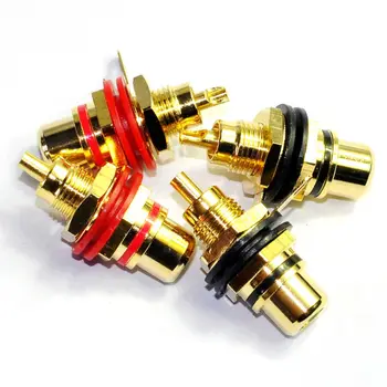 

Wholesale and retail 4pc GOLD RCA Terminal Jack Female Chassis Connector Audio Amplifier sockets free shipping