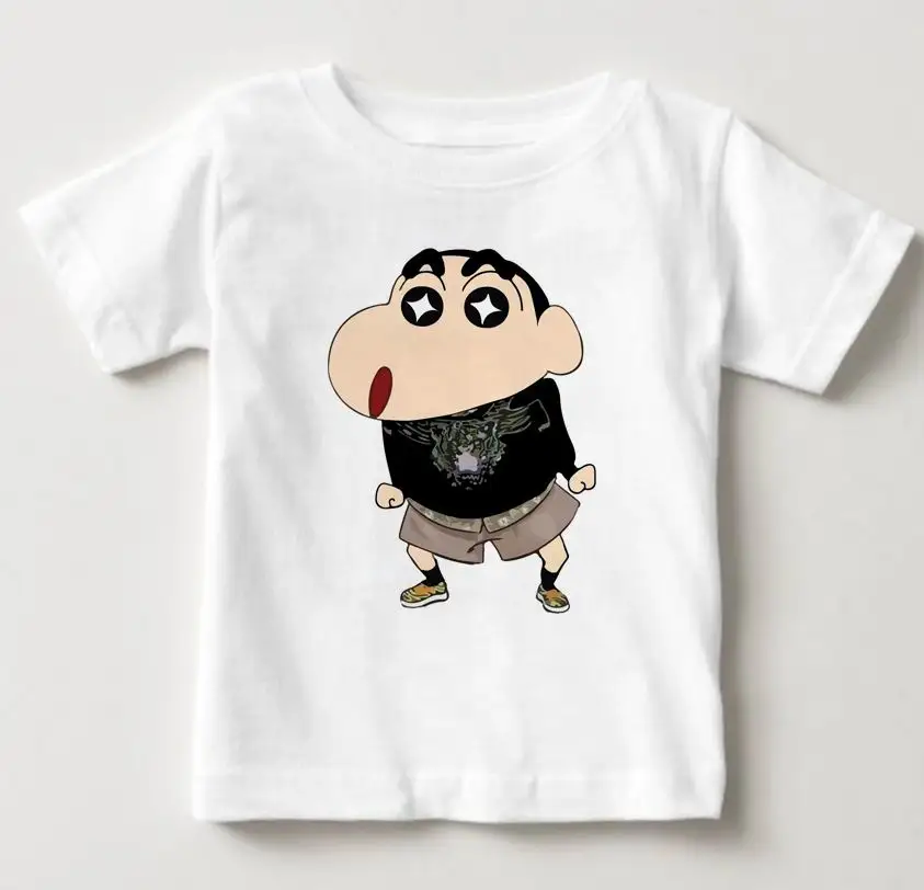 White childreT-shirt Одежда Crayon shin-chan Детская футболка с короткими рукавами из японского аниме летние футболки Crayon shin Белый Топ Одежда для мальчиков и девочек MJ - Цвет: White childreT-shirt
