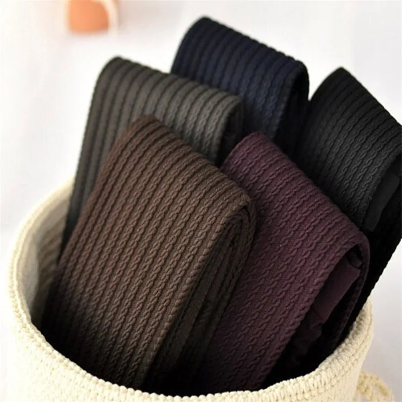 

140 D Velvet High Quality Women Winter Tights Fashion Stripe Pantyhose Slim Collant Hemp Type Stockings Woman Autumn Tights W078