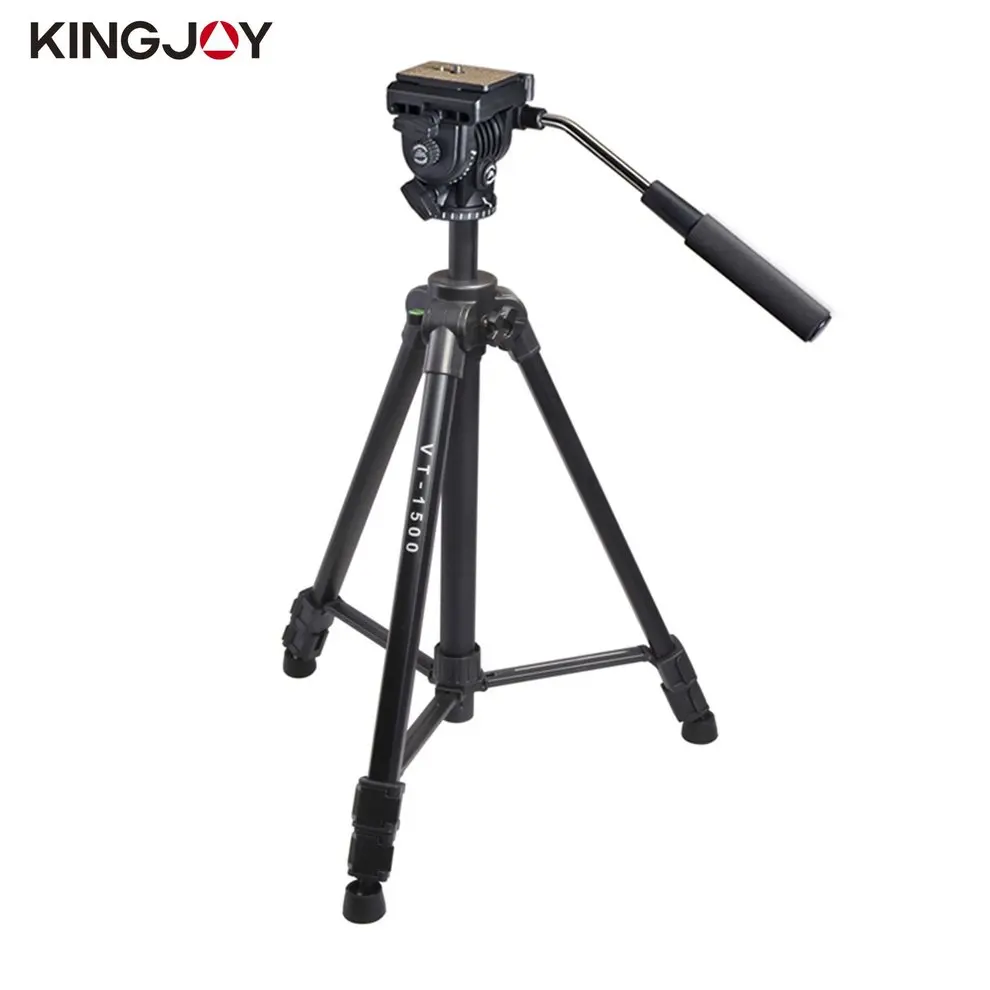 

Kingjoy VT-1500 166cm/5.4ft Video Camera Tripod 3 Section Flip Lock Video Tripod With Fluid Damping Head For Camcorder