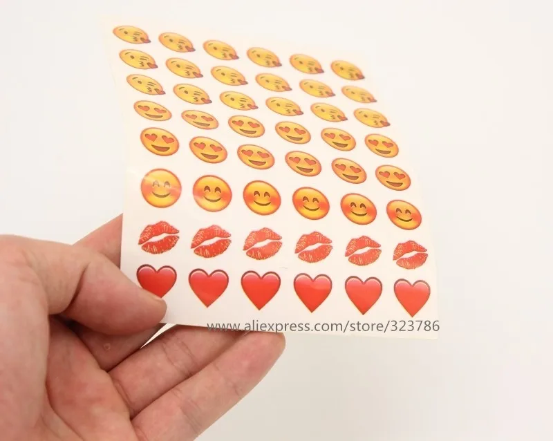 10 sheets red heart emoji sticker (48 Die Cut ) stickers Emojis For Mobile Phone Kids