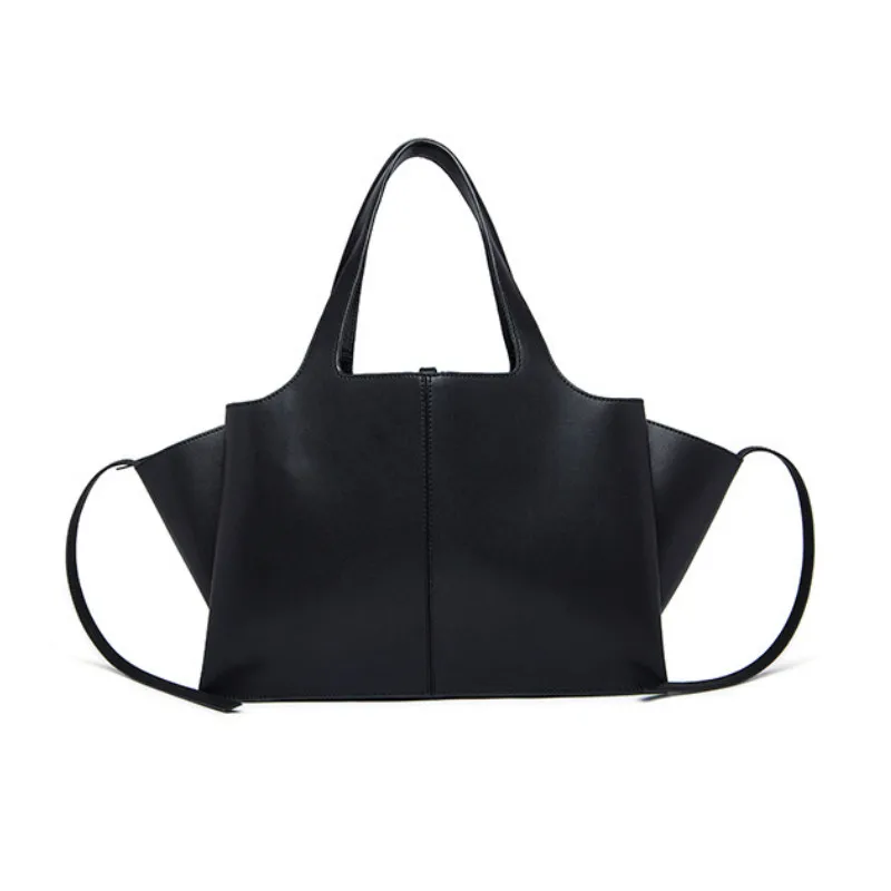 

Women Cowhide Handbag Casual Large Work Bag 2017 Spring High Fashion New Leather Ladies Shoulder Wing Hand Bag Tote Female Purse