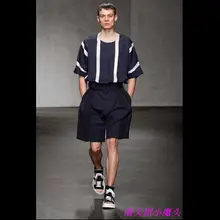 27-46 оригинальные летние новые мужские свободные силуэт короткие стильные брюки прямая, боковая однотонная тонкая шорты с пятью точками