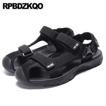 Спорт закрытый носок Плюс размерная мужская сетчатая обувь лето на открытом воздухе Runway воздухопроницаемый люди размер 46 большой пляж сандалии черный платформе водонепроницаемый